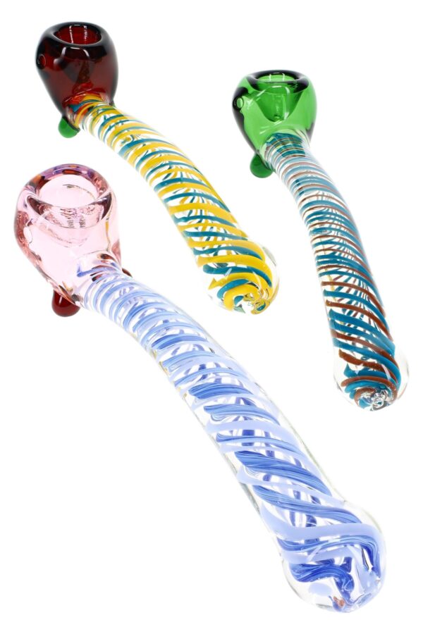 Kush Cargo Swirl Striped Glass Sherlock Pipe