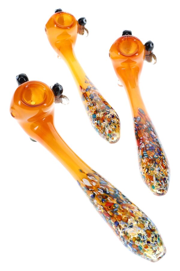 c5f0c4ca-f1c6-ef11-8366-02c11acbbfe3_P3116.jpg Kush Cargo Gold Fumed Confetti Bee Glass 7.5?? Sherlock Pipe